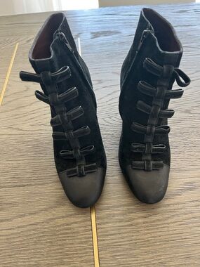 See By Chloe Black Suede Lace-Up Ankle Boots
